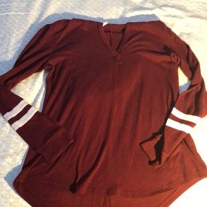 red and white long tee